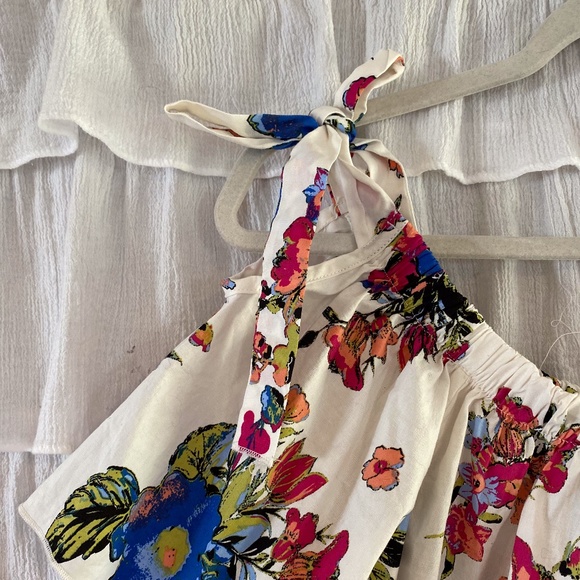 Mine Cold Shoulder Floral Blouse with Ties - Picture 2 of 5